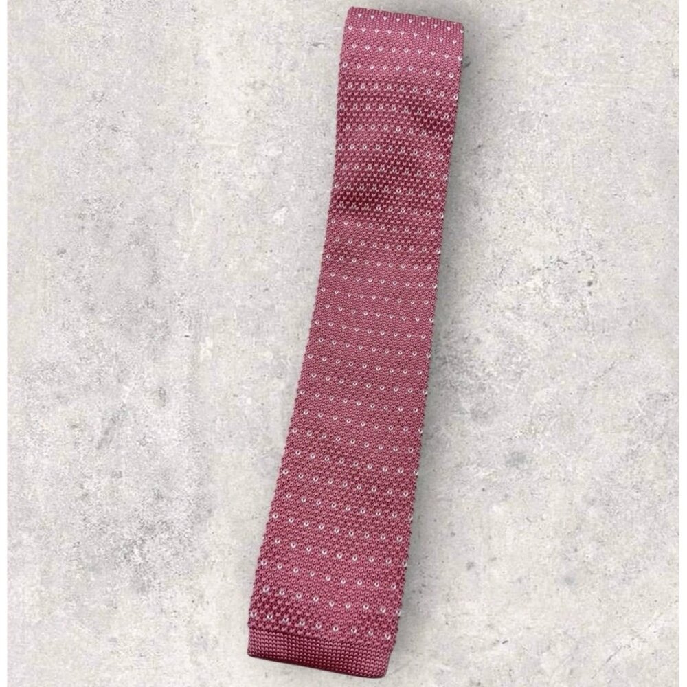 HARRISON BLAKE Polyester Knit Tie Pink Geometric W:2.1" EUC
